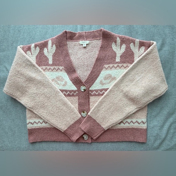 debut western print Blush and Dusty Rose, button down cardigan. - Picture 3 of 7